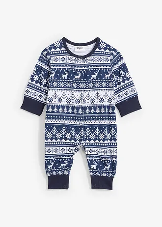 Combinaison bébé 100% coton • bleu profond-blanc • Boutique bonprix