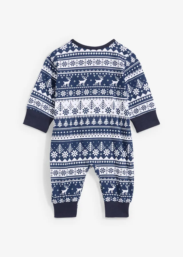 Baby jumpsuit met Noors patroon van biologisch katoen • diepblauw-wit • product-page.page-title-suffix