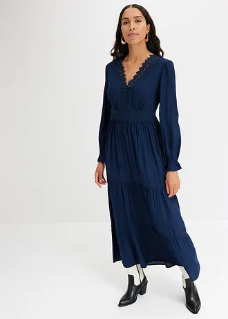 Robe longue avec dentelle • bleu foncé • Boutique bonprix