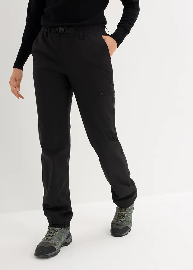 Pantalon fonctionnel à doublure polaire et poches, imperméable, Couleur: noir
