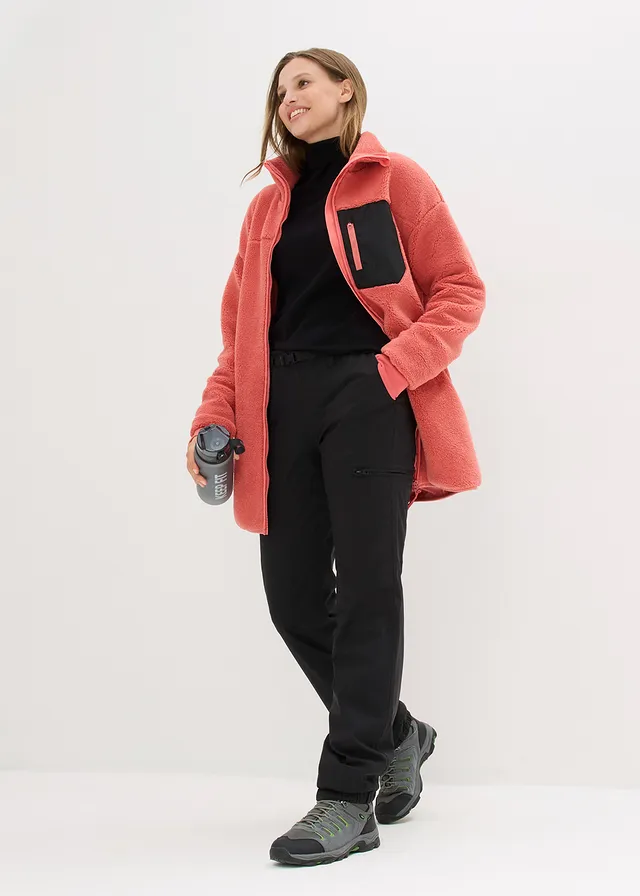 Pantalon fonctionnel à doublure polaire et poches, imperméable, Couleur: noir