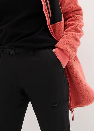 Funkční kalhoty s flísovou podšívkou a kapsami, nepromokavé • černá • bonprix obchod