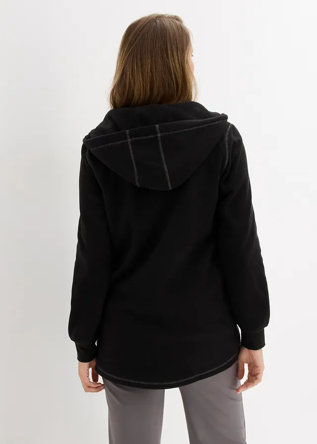 Veste polaire avec poches zippées, Couleur: noir