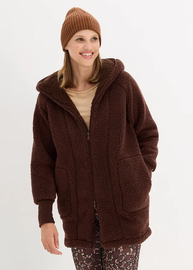 Veste en sherpa, Couleur: marron