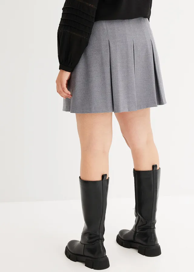 Mini plooirok, Kleur: grijs gemêleerd