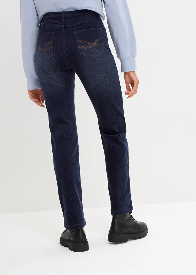 Pantaloni reiați cu stretch din amestec de bumbac • bleumarin • magazin bonprix