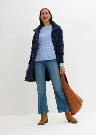 Svetr z hrubé pleteniny s copánkovým vzorem • perlově modrá • bonprix obchod