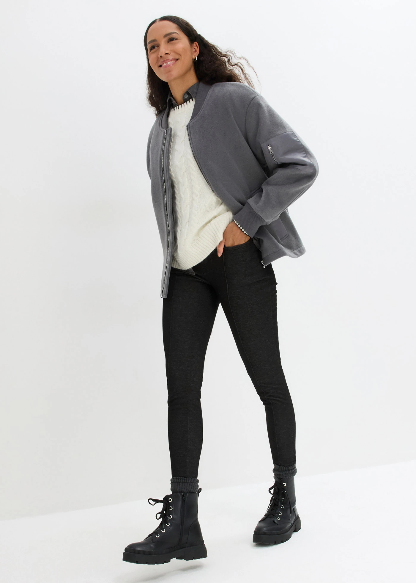 Termo pohodlné legíny v džínovém vzhledu • černá used • bonprix obchod