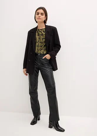 Tuniek met vleermuismouwen, Kleur: donkerolijfgroen/zwart