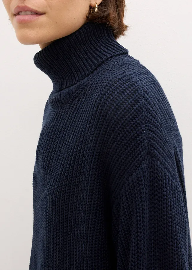 Pull col roulé oversize en coton mélangé • bleu foncé • product-page.page-title-suffix