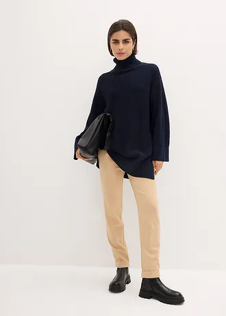 Oversized coltrui in een katoenmix, Kleur: donkerblauw