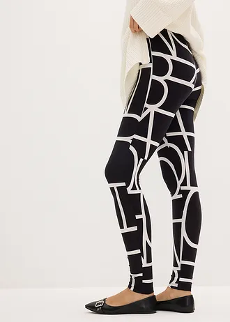 Legging met print, Kleur: zwart/wit gedessineerd