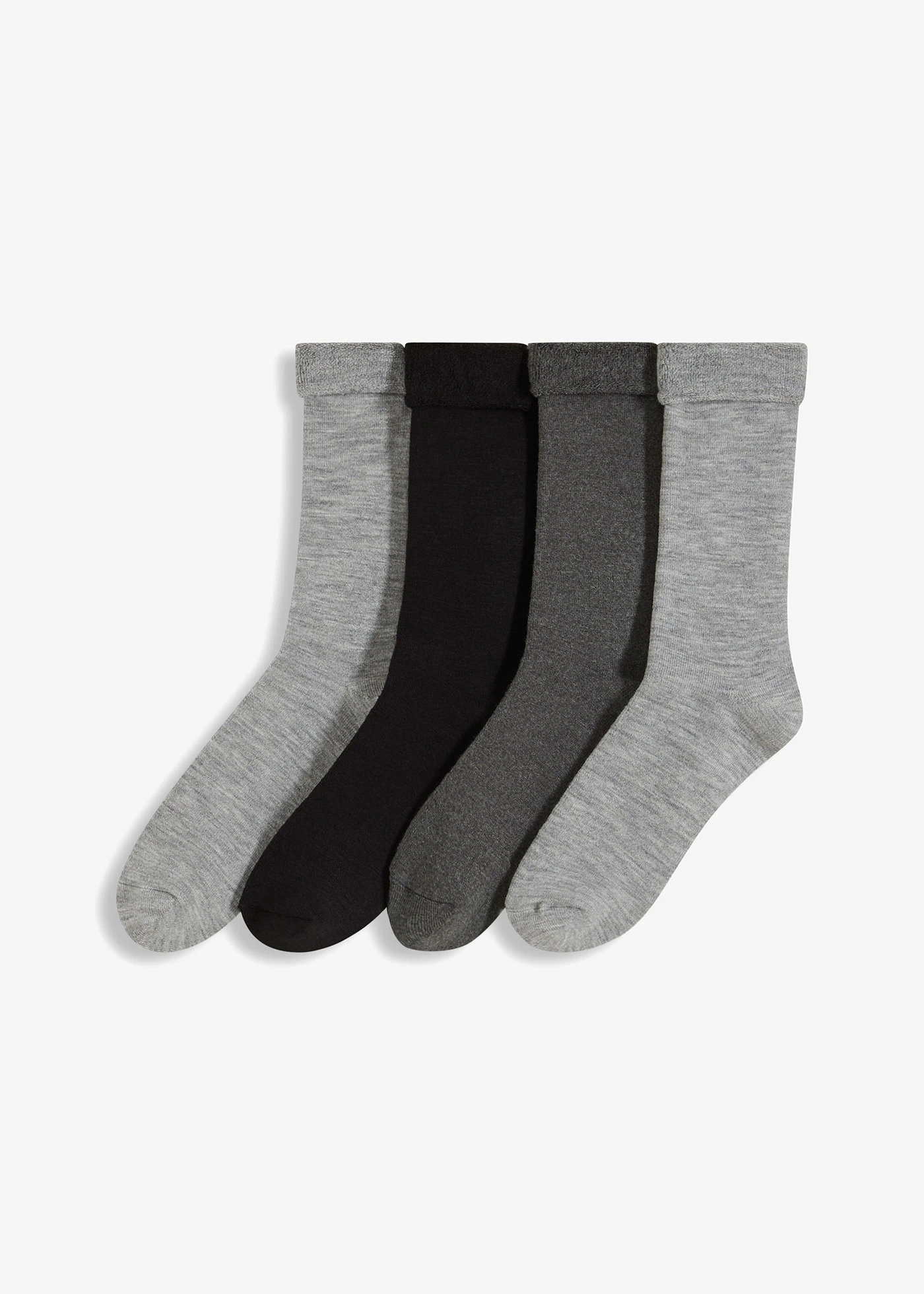 Thermosokken (4 paar) met frotté binnenin • zwart+antraciet gemêleerd+lichtgrijs gemêleerd+rookgrijs • bonprix online shop