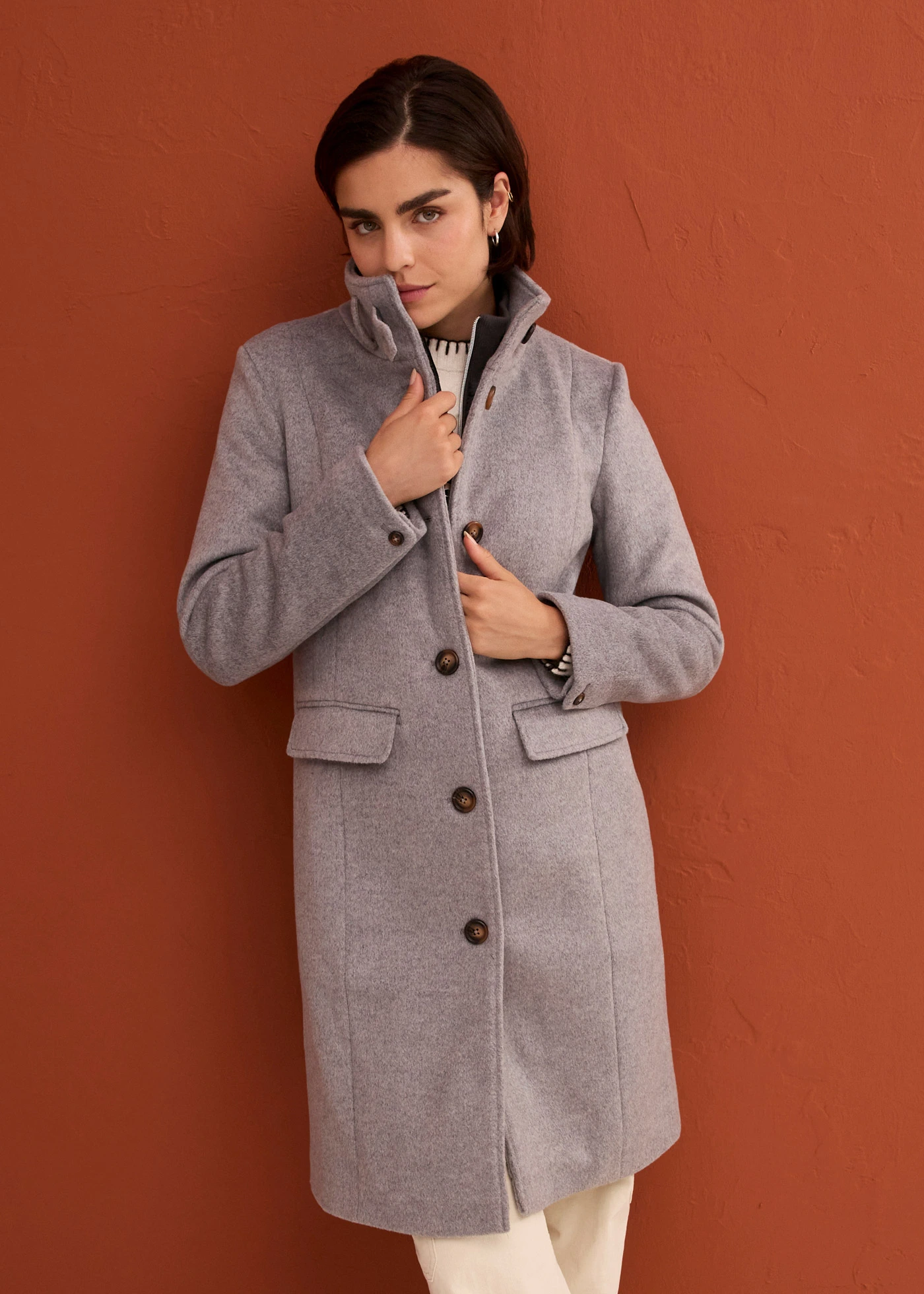 Lange winterjas in layerlook • grijs gemêleerd • bonprix online shop