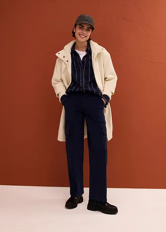 Korte coat in wollen look • ecru • bonprix online shop