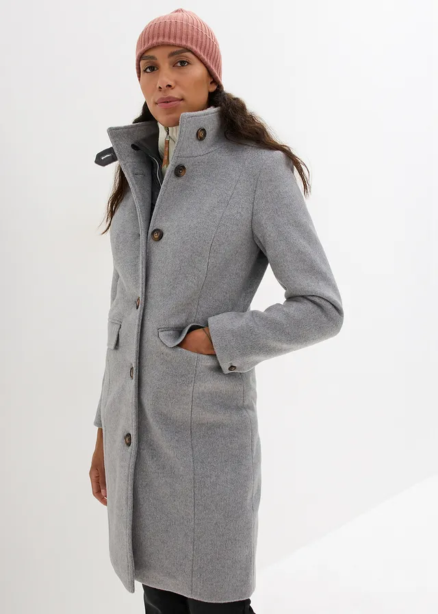 Manteau d’hiver, style 2-en-1, Couleur: gris chiné