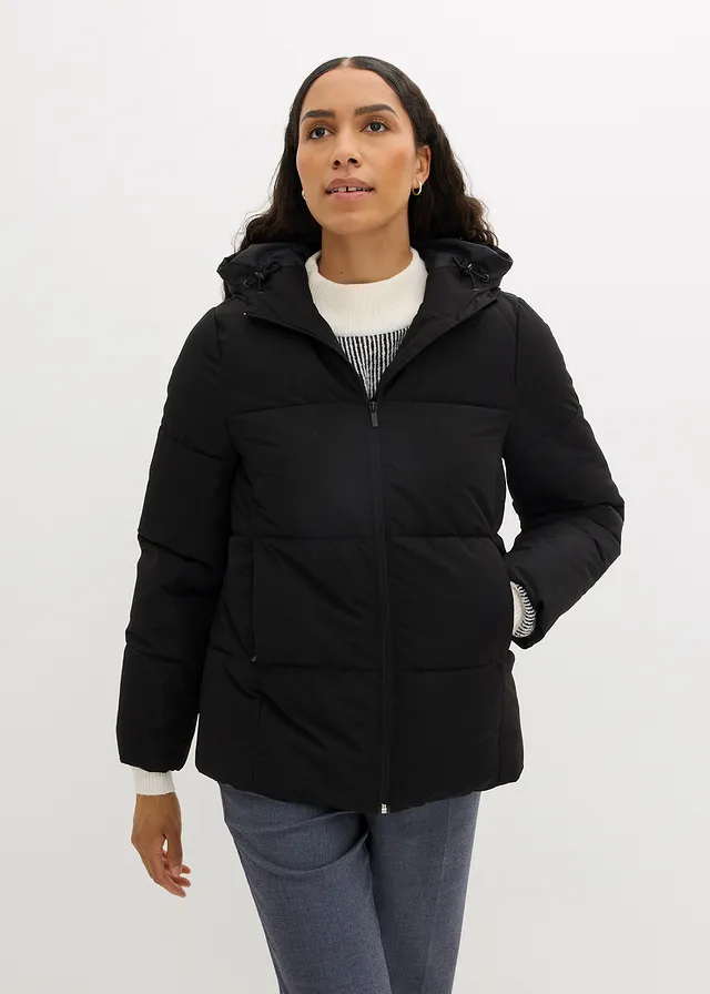Doudoune matelassée courte, Couleur: noir