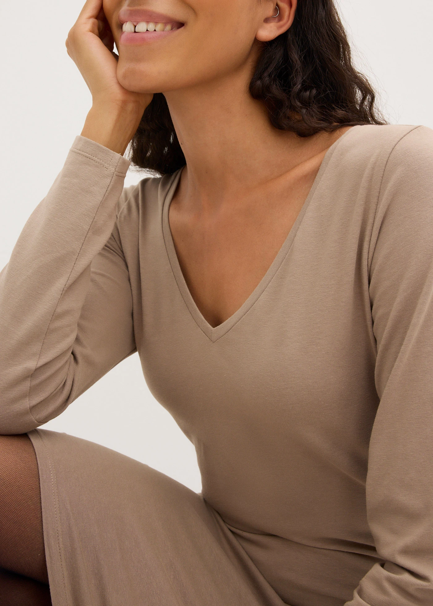 Jersey jurk van viscose (set van 2) • taupe+zwart • bonprix online shop