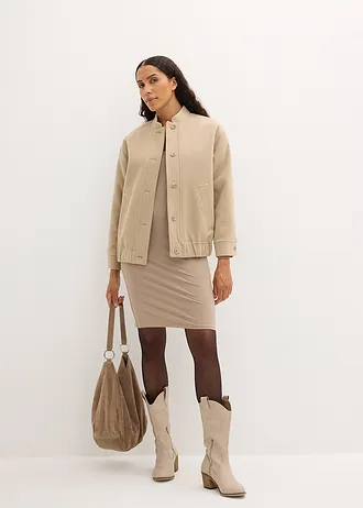 Jersey jurk van viscose (set van 2) • taupe+zwart • bonprix online shop