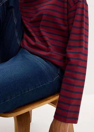 Longsleeve van biologisch katoen (set van 2) • robijnrood+zwart gestreept • bonprix online shop