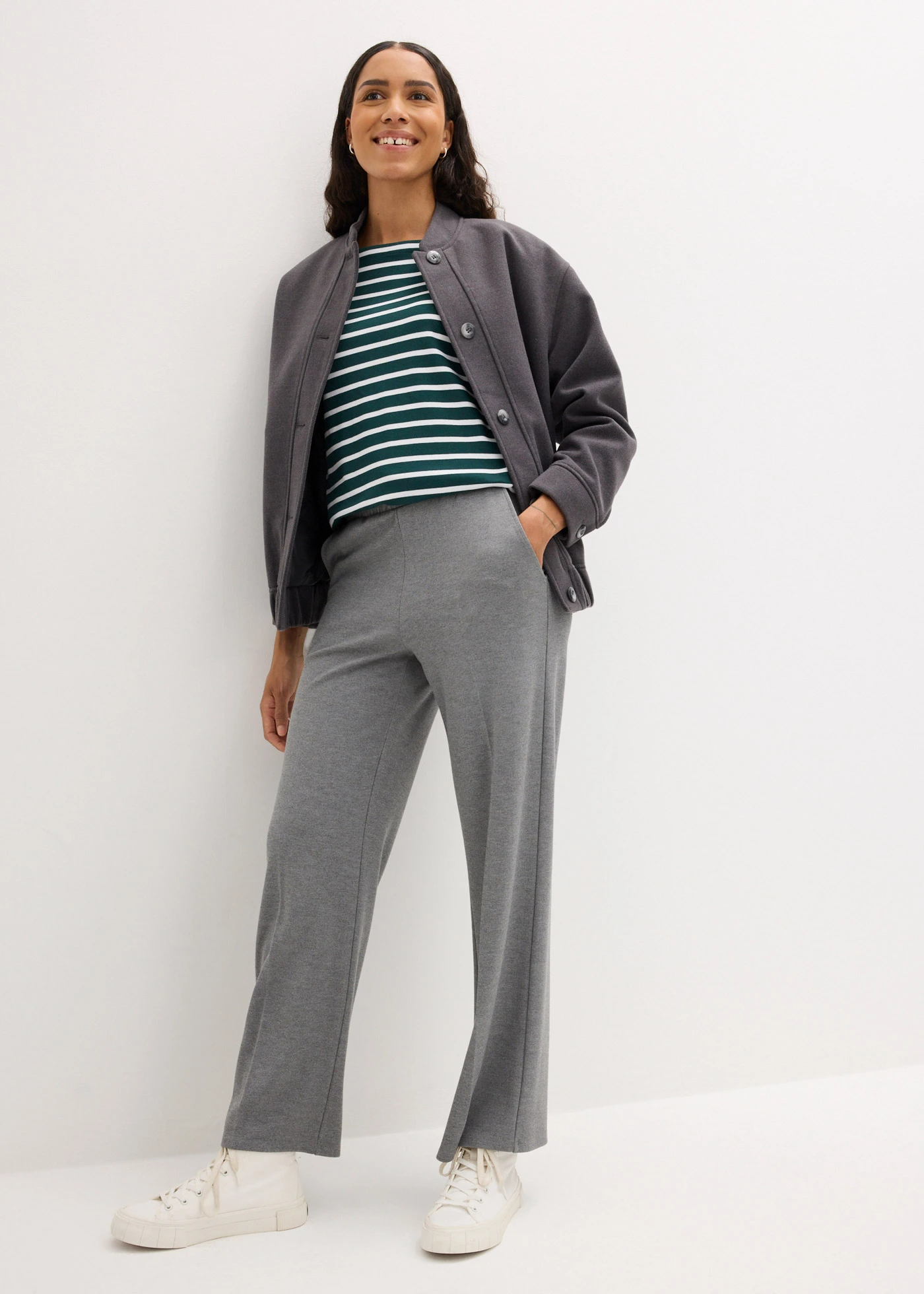 Triko s dlouhým rukávem, z čisté organické bavlny (2 ks v balení) • tmavě zeleno-bílá s proužky + černo-bílá s proužky • bonprix obchod