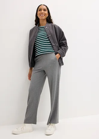 Longsleeve van biologisch katoen (set van 2) • diepgroen+zwart gestreept • bonprix online shop