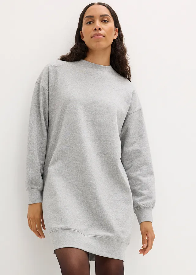Oversized sweatjurk, Kleur: lichtgrijs gemêleerd