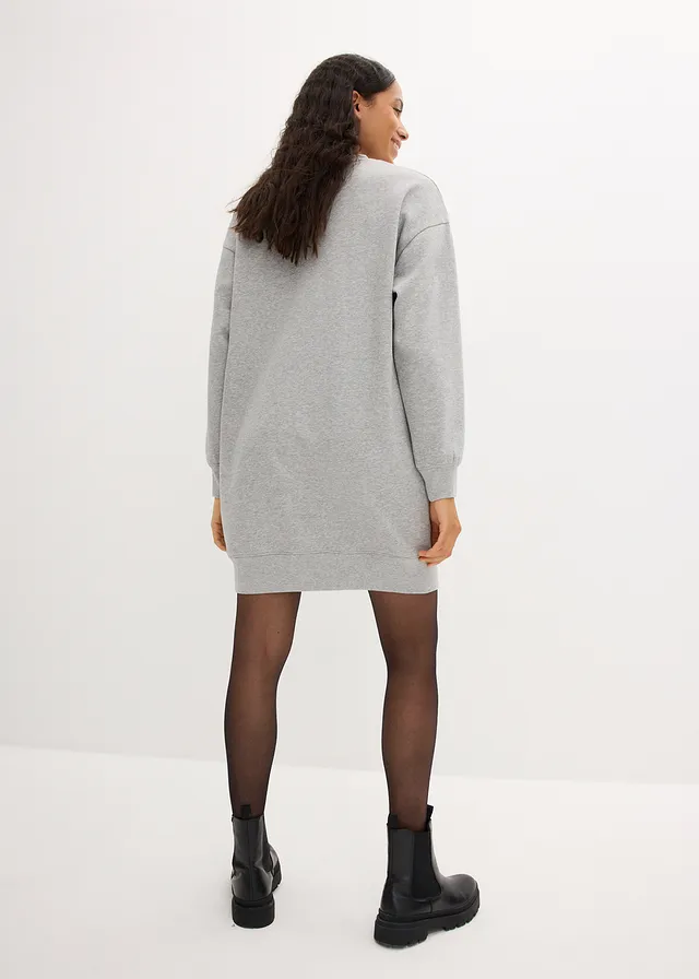 Oversized sweatjurk, Kleur: lichtgrijs gemêleerd