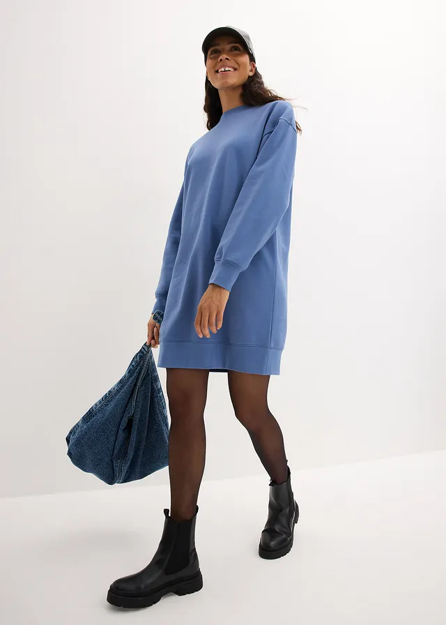 Robe oversize en molleton, Couleur: bleu jean