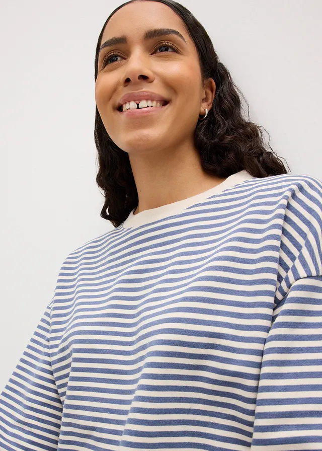 Sweat oversize • bleu jean/écru rayé • product-page.page-title-suffix