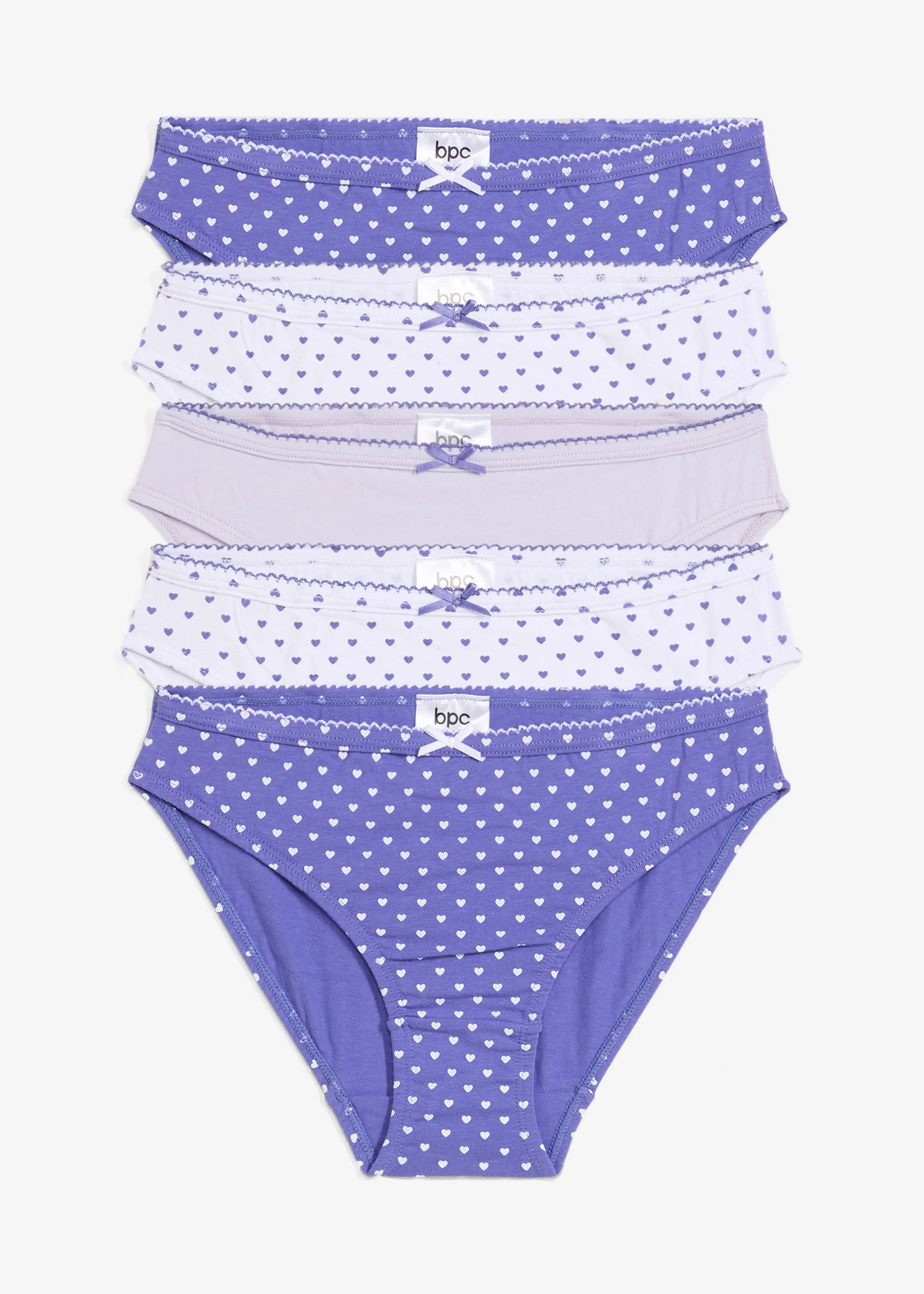 Meisjes slip (set van 5) • blauwviolet+parelmoerviolet+wit • bonprix online shop