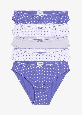 Meisjes slip (set van 5) • blauwviolet+parelmoerviolet+wit • bonprix online shop