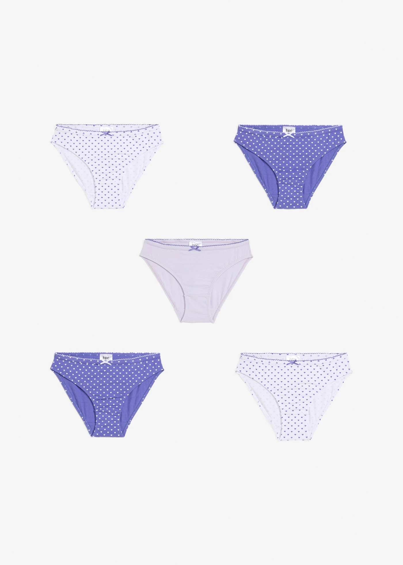 Meisjes slip (set van 5) • blauwviolet+parelmoerviolet+wit • bonprix online shop