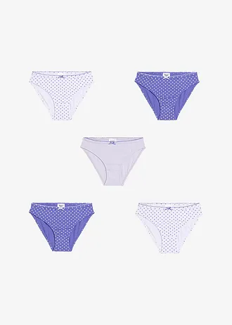 Meisjes slip (set van 5) • blauwviolet+parelmoerviolet+wit • bonprix online shop
