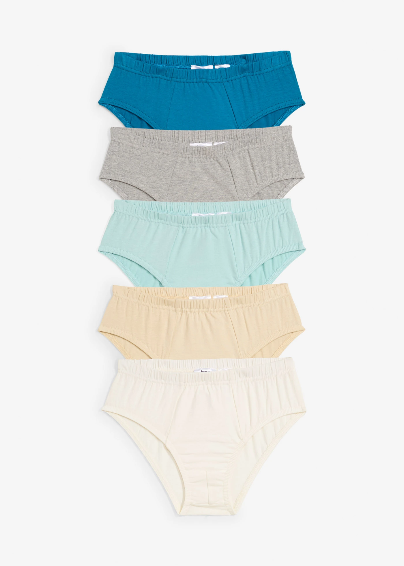 Jongens slip (set van 5) • lichtgrijs gemêleerd+Atlantisch turkoois+wolwit+lichtsand+aquapastel • bonprix online shop