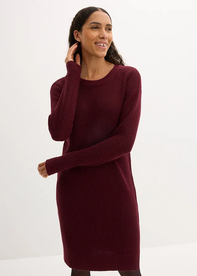 Oversized, ribgebreide jurk • donkerbessen • product-page.page-title-suffix