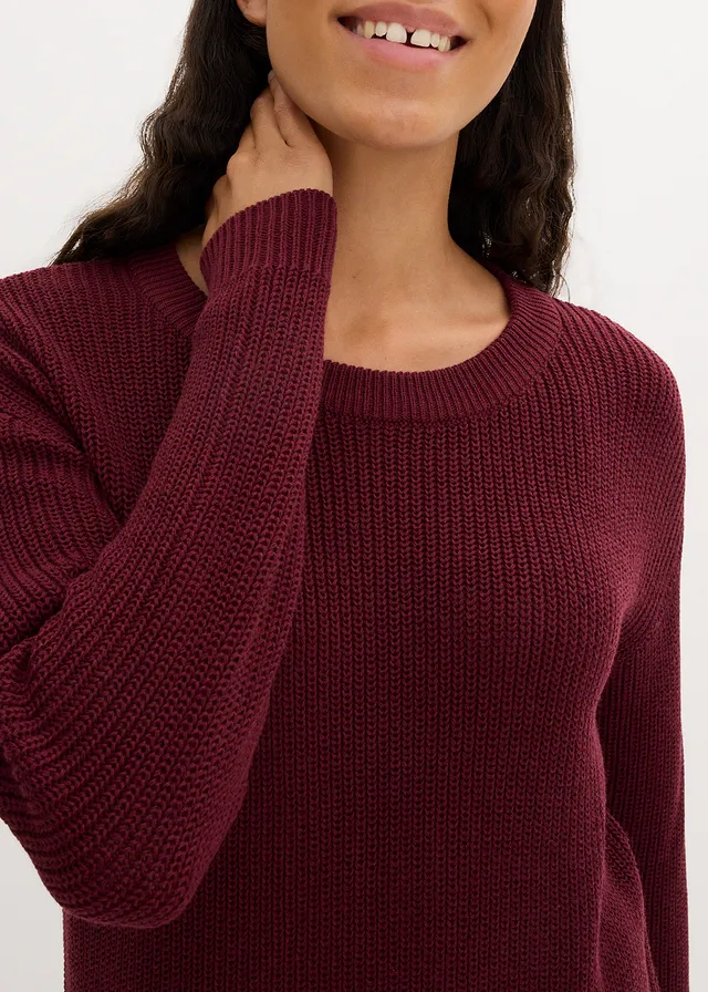 Robe oversize en maille côtelée • prune foncé • product-page.page-title-suffix