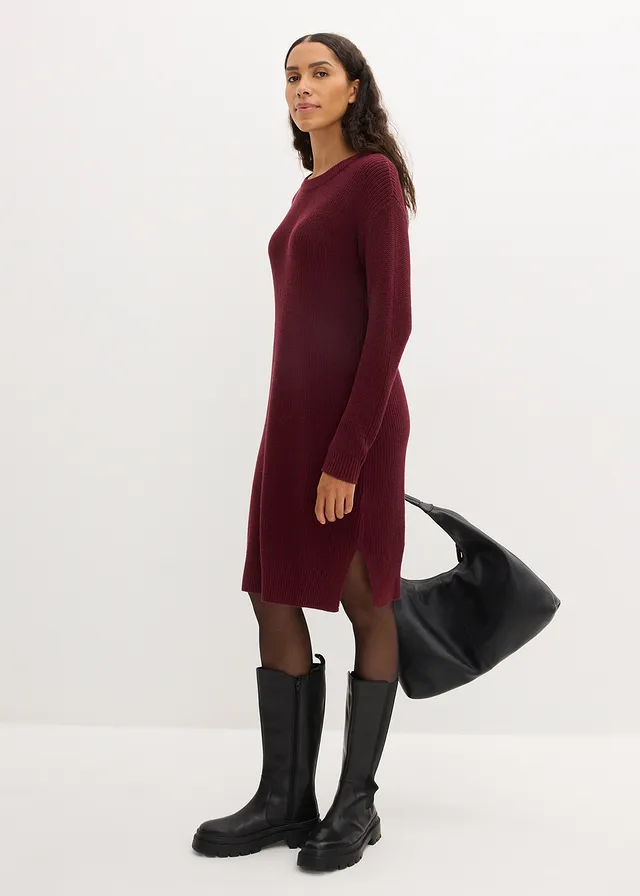 Robe oversize en maille côtelée • prune foncé • product-page.page-title-suffix