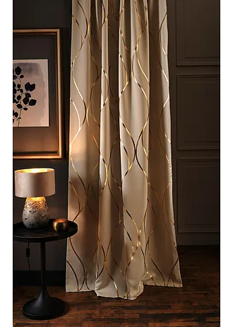 Zastiňující závěs s lesklým potiskem (1 ks v balení) • krémovo-zlatá • bonprix obchod