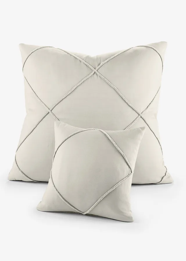 Lot de 2 housses de coussin à rectangles, Couleur: beige
