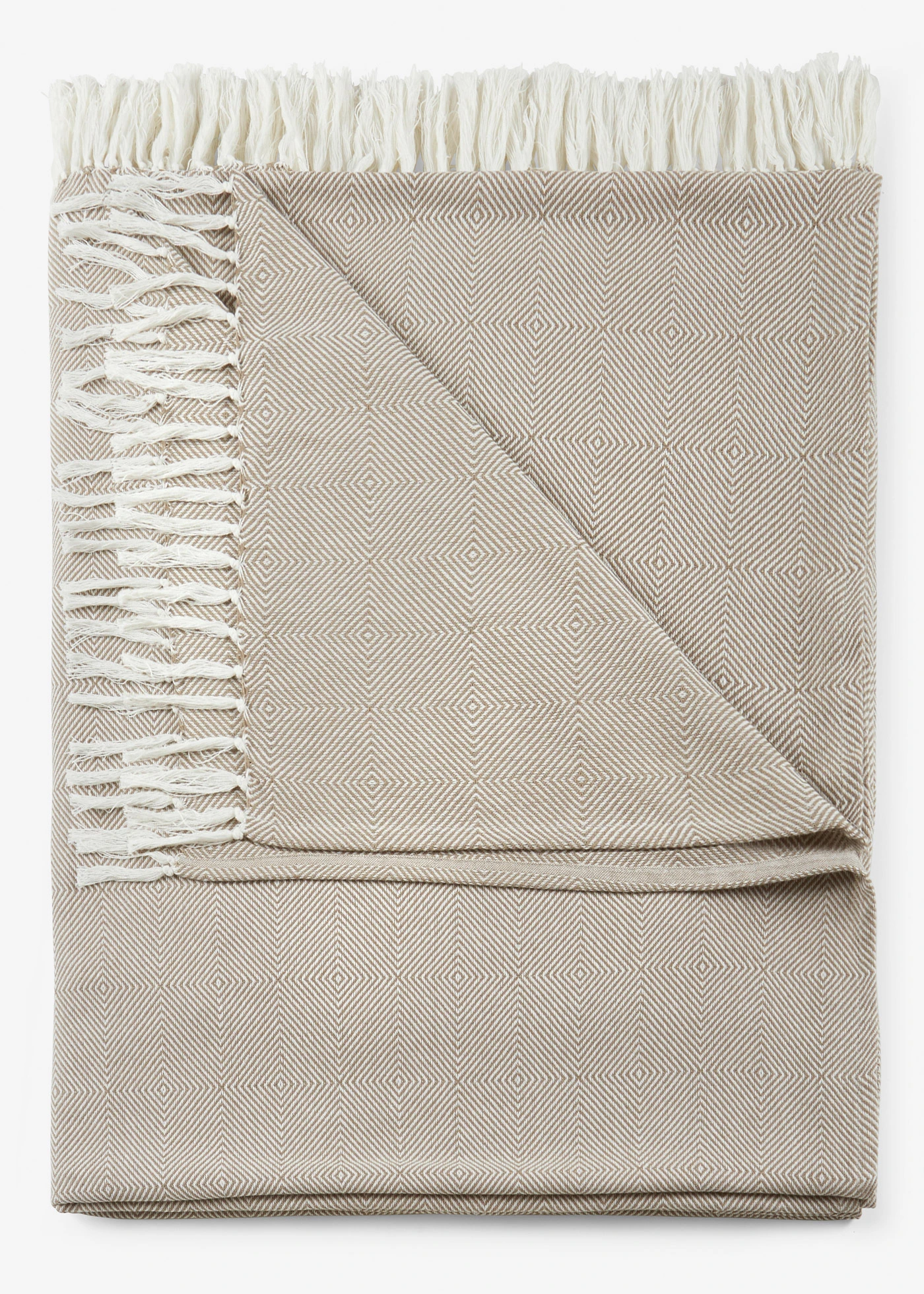 Plaid met franjes • crème • bonprix online shop