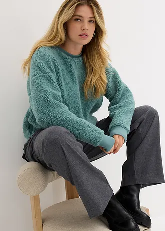 Mikina z medvídkového flísu • kouřově šalvějově zelená • bonprix obchod