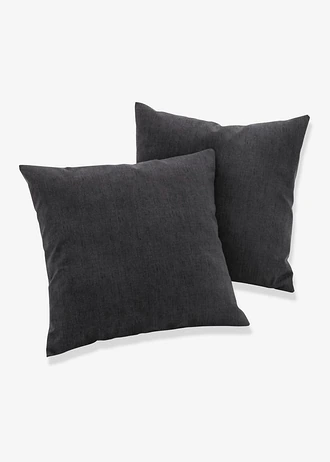 Lot de 2 housses de coussin aspect lin