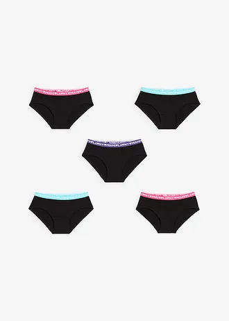 Bokové kalhotky s měkkou organickou bavlnou (5 ks v balení) • černá • bonprix obchod