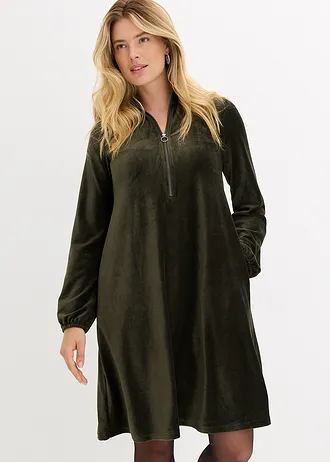 Jurk van jersey-corduroy • nachtolijfgroen • bonprix online shop