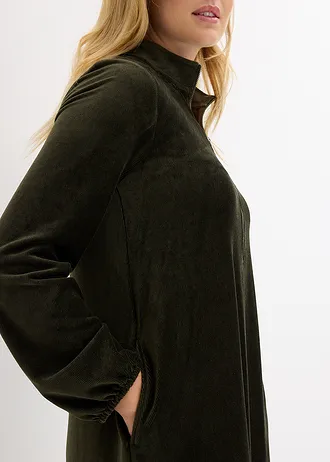 Jurk van jersey-corduroy • nachtolijfgroen • bonprix online shop