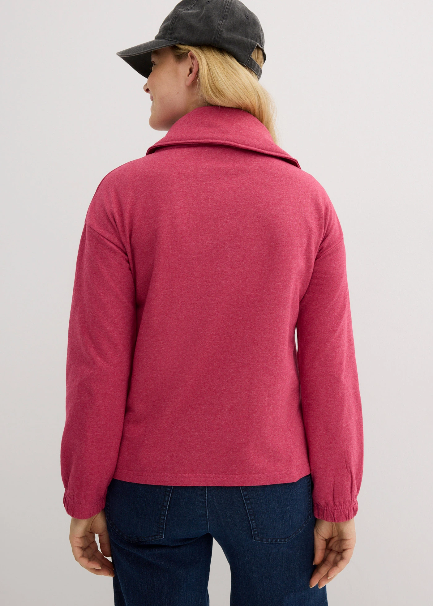 Sweater met grote schipperskraag, lange mouw • bessenpink • bonprix online shop
