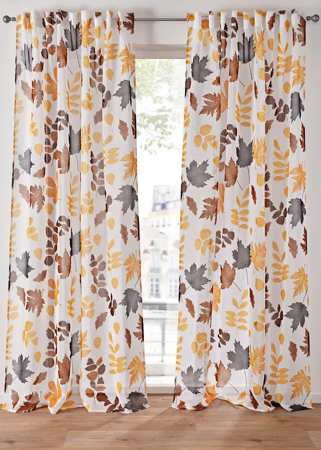 Voilage (1 pce), Couleur: sable-marron-gris floral