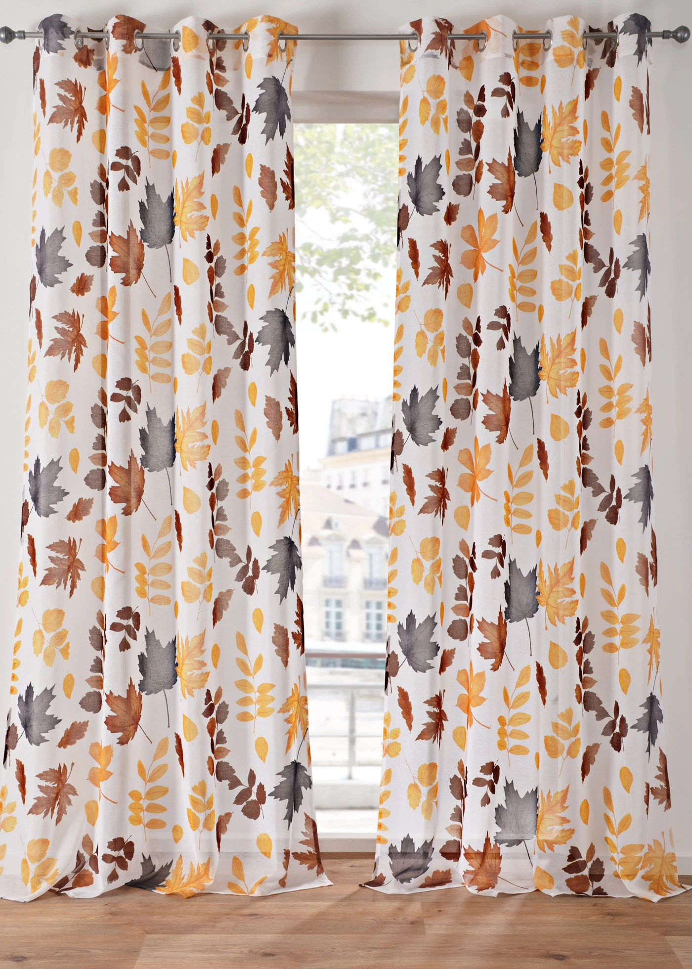 Gordijn met gerecycled polyester (1 stuk) • sand-bruin-grijs gebloemd • bonprix online shop