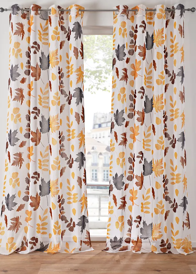 Gordijn met gerecycled polyester (1 stuk) • sand-bruin-grijs gebloemd • bonprix online shop